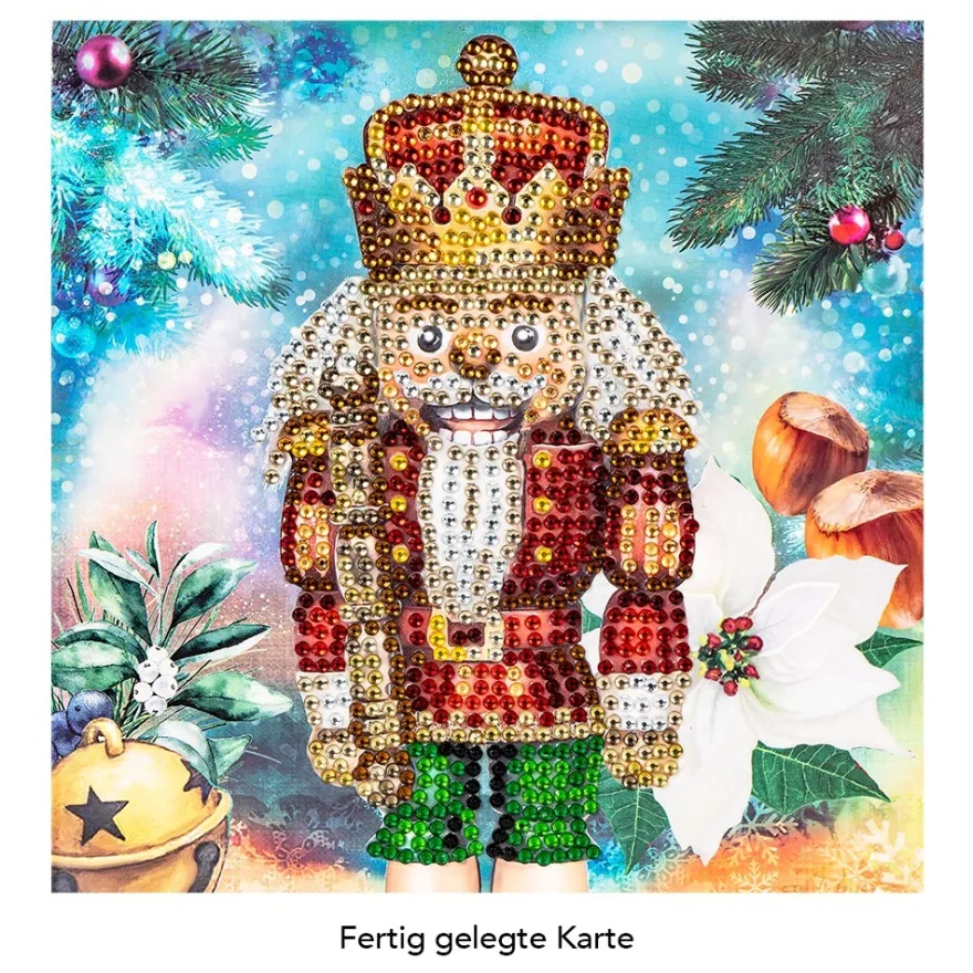 Diamond-Painting-Grußkarte, Strass, Nussknacker, 16cm x 16cm, inkl. Zubehör