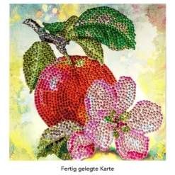 Diamond-Painting-Grußkarte, Strass, Apfel mit Blüte, 16cm x 16cm, inkl. Zubehör