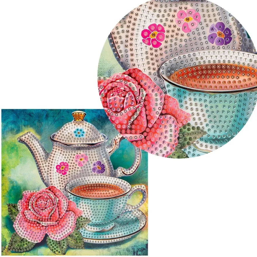 Diamond-Painting-Grußkarte, Teezeit, 16cm x 16cm, inkl. Zubehör