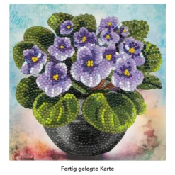 Diamond-Painting-Grußkarte, Veilchen in Vase, 16cm x 16cm, inkl. Zubehör