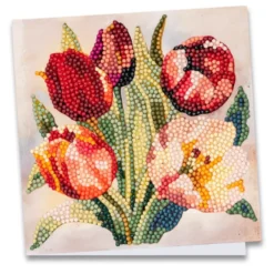 Diamond-Painting-Grußkarte, Vintage Tulpenstrauß, 16cm x 16cm, inkl. Zubehör