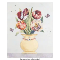 Diamond-Painting-Grußkarte, Vintage Tulpenstrauß, 16cm x 16cm, inkl. Zubehör