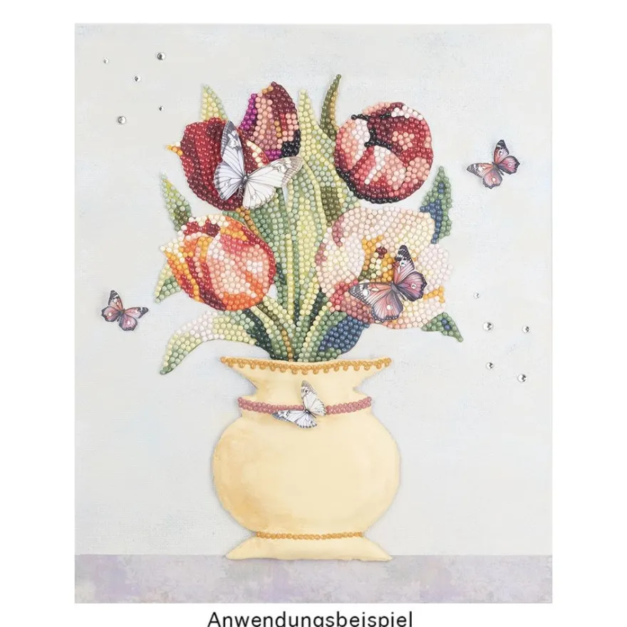 Diamond-Painting-Grußkarte, Vintage Tulpenstrauß, 16cm x 16cm, inkl. Zubehör