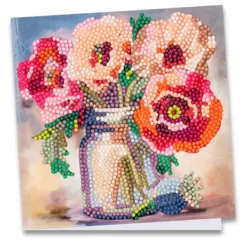 Diamond-Painting-Grußkarte, Vintage Blumenstrauß 3, 16cm x 16cm, inkl. Zubehör