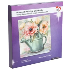 Diamond-Painting-Grußkarte, Vintage Blumenstrauß 5, 16cm x 16cm, inkl. Zubehör