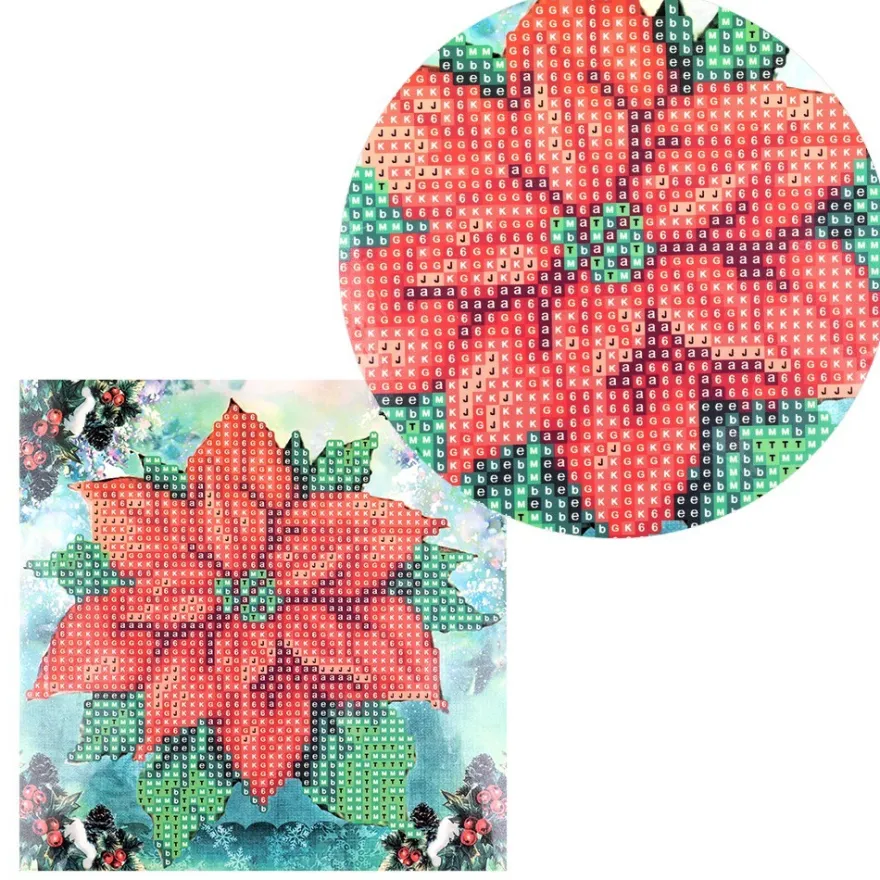 Diamond-Painting-Grußkarte, Weihnachtsstern, 16cm x 16cm, inkl. Zubehör
