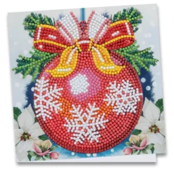 Diamond-Painting-Grußkarte, Weihnachtskugel, 16cm x 16cm, inkl. Zubehör