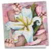 Diamond-Painting-Grußkarte, Weiße Lilie und Federn, 16cm x 16cm, inkl. Zubehör