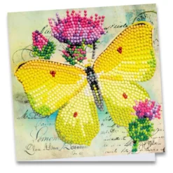 Diamond-Painting-Grußkarte, Zitronenfalter, 16cm x 16cm, inkl. Zubehör