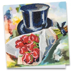 Diamond-Painting-Grußkarte, Zylinder mit Rosenstrauß, 16cm x 16cm, inkl. Zubehör