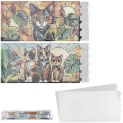 Diamond-Painting-Lampenfolien, Katzen 2, 32,5cm x 16cm, inkl. Transparentpapier-Zuschnitte, 2 Stück