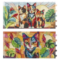 Diamond-Painting-Lampenfolien, Katzen 2, 32,5cm x 16cm, inkl. Transparentpapier-Zuschnitte, 2 Stück