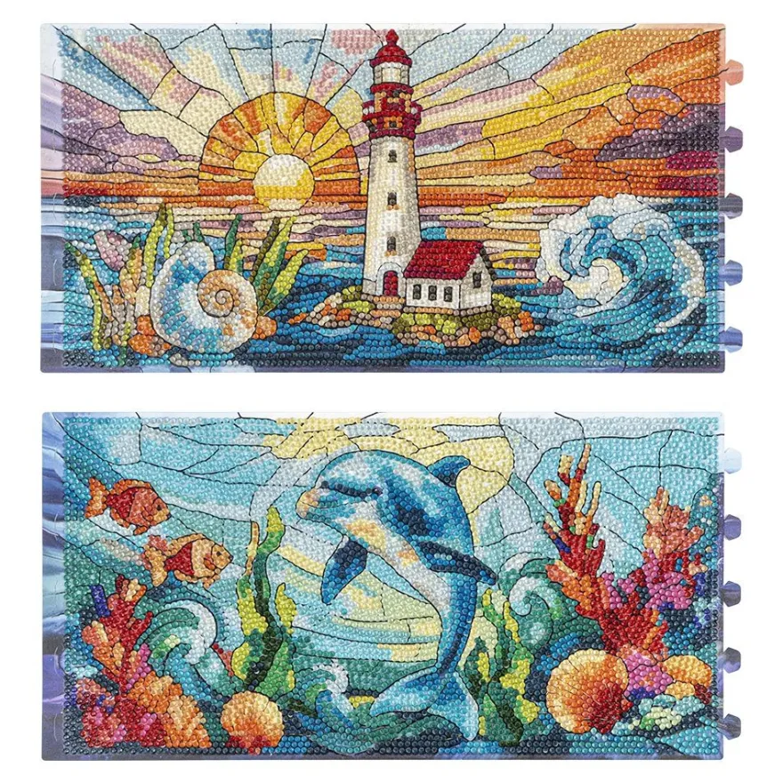 Diamond-Painting-Lampenfolien, Maritim 1, 32,5cm x 16cm, inkl. Transparentpapier-Zuschnitte, 2 Stück