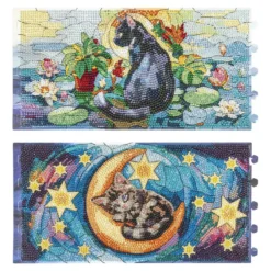 Diamond-Painting-Lampenfolien, Katzen 1, 32,5cm x 16cm, inkl. Transparentpapier-Zuschnitte, 2 Stück