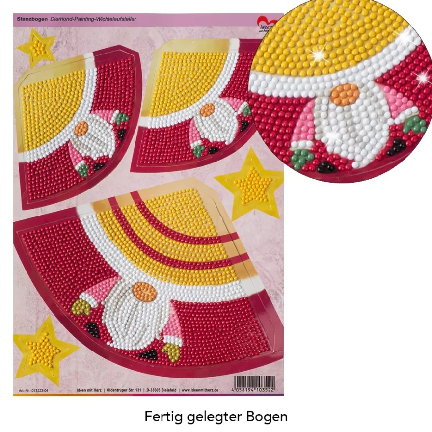 Diamond-Painting-Stanzbogen, Wichtelaufsteller, DIN A4, 5 Bogen