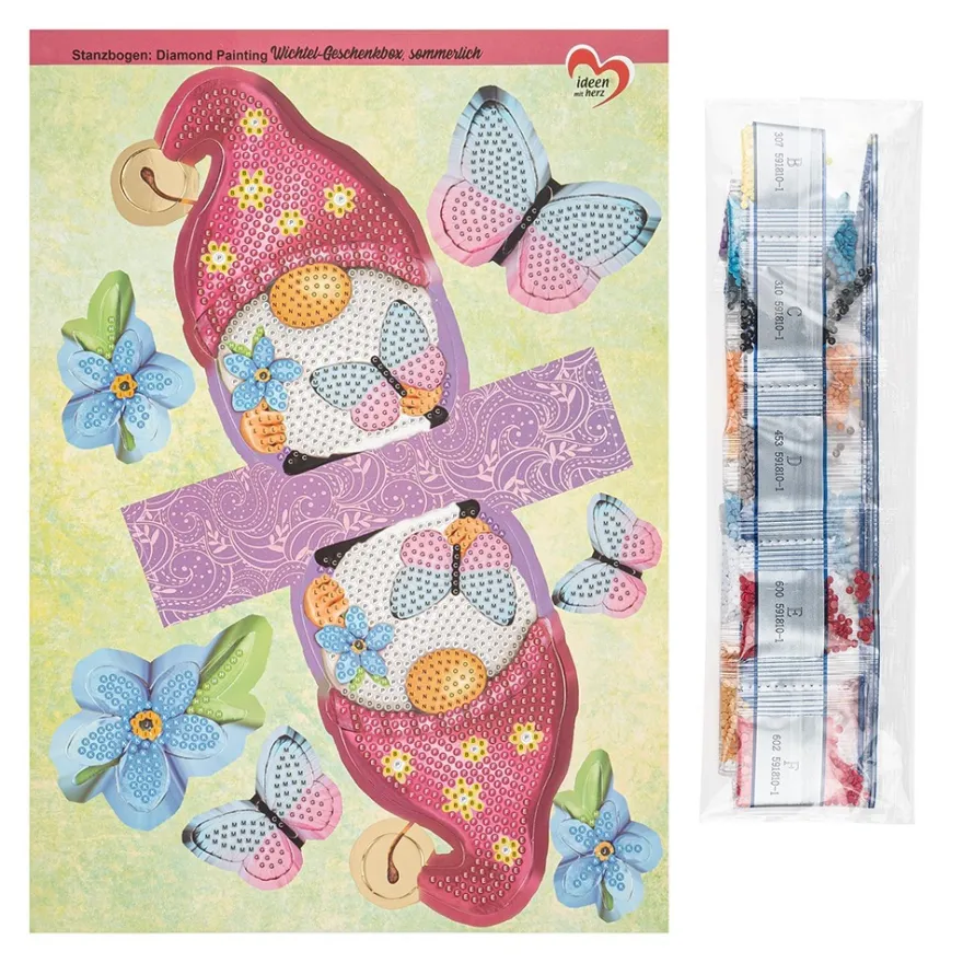 Diamond-Painting-Stanzbogen, Faltboxen, mit Goldfolienveredelung, 320g/m², DIN A4, 5 Bogen