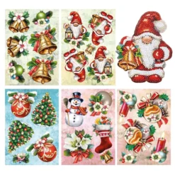 Diamond-Painting-Stanzbogen, Weihnachten, 370g/m², DIN A4, 5 Bogen