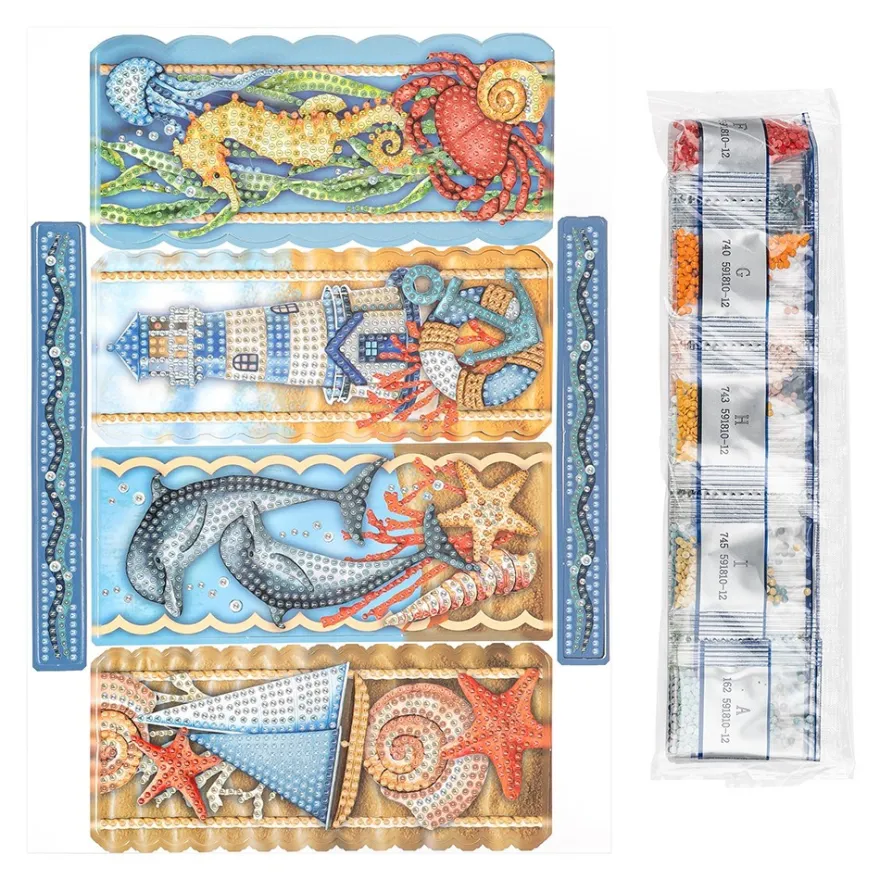 Diamond-Painting-Stanzbogen, Bordüren, 370g/m², DIN A4, 5 Bogen