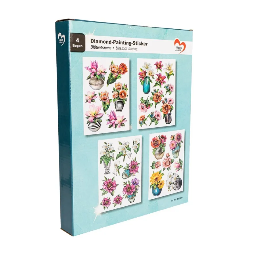 Diamond-Painting-Sticker, Blütenträume, DIN A4, 4 Bogen