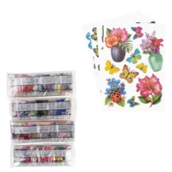 Diamond-Painting-Sticker, Blüten & Schmetterlinge, DIN A4, 4 Bogen