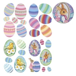Diamond-Painting-Sticker, Bunte Ostereier, DIN A4, 4 Bogen
