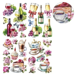 Diamond-Painting-Sticker, Essen & Trinken, DIN A4, 4 Bogen