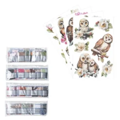 Diamond-Painting-Sticker, Eulen, DIN A4, 4 Bogen