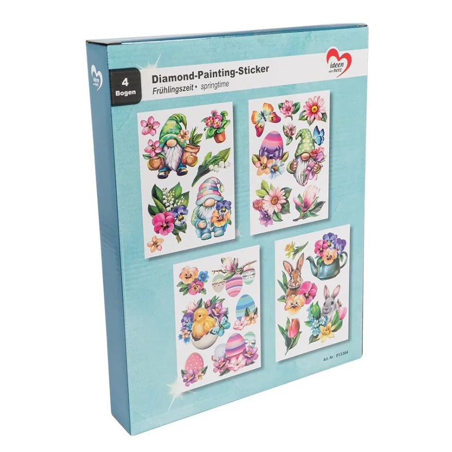 Diamond-Painting-Sticker, Frühlingszeit, DIN A4, 4 Bogen