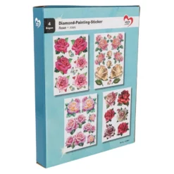 Diamond-Painting-Sticker, Rosen, DIN A4, 4 Bogen