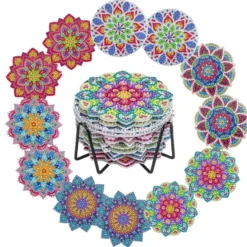 Diamond-Painting-Untersetzer, Mandala 3, inkl. Werkzeug & Zubehör, 12 Stück