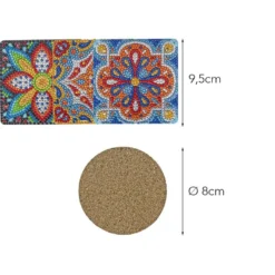 Diamond-Painting-Untersetzer, Mandala 1, inkl. Werkzeug & Zubehör, 12 Stück