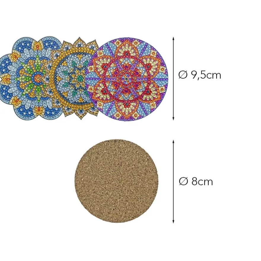 Diamond-Painting-Untersetzer, Mandala 4, inkl. Werkzeug & Zubehör, 12 Stück