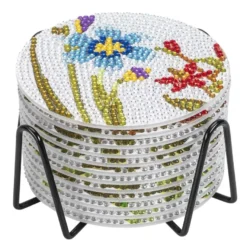 Diamond-Painting-Untersetzer, Blumen, inkl. Werkzeug & Zubehör, 12 Stück