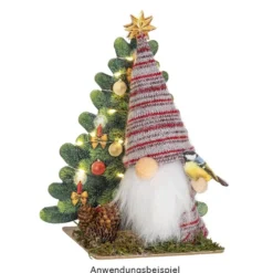 DIY-Wichtel, Bente, 20cm hoch, 8-teilig, rot-grau gestreift