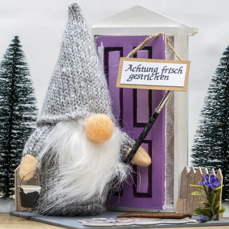 DIY-Wichtel, Niels, 15cm hoch, 8-teilig, hellgrau meliert
