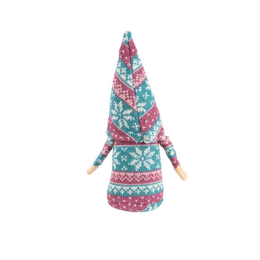 DIY-Wichtel, Tilda, 15cm hoch, 8-teilig, pink-türkis gemustert