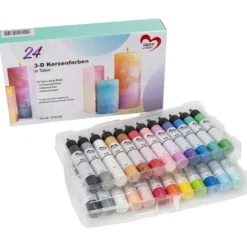 3-D Kerzenfarben in Tuben, 24 verschiedene Farben, je 30ml, 24 Stück