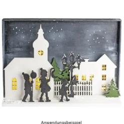 3-D Landschaft zum Stecken, Laternenkinder, Podest & versch. Holzelemente, 11-teilig