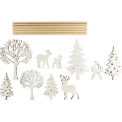 3-D Landschaft zum Stecken, Waldszene, Podest & versch. Holzelemente, 11-teilig