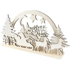 3-D Landschaft zum Stecken, Weihnachtsmann, Podest & versch. Holzelemente, 11-teilig
