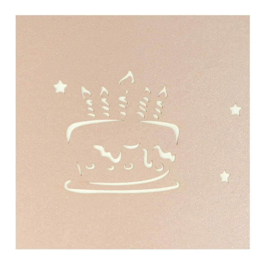 3-D Laser-Grußkarte & Umschlag, Herzlichen Glückwunsch, Altrosé-perlmutt, 15cm x 15cm, 250g/m²