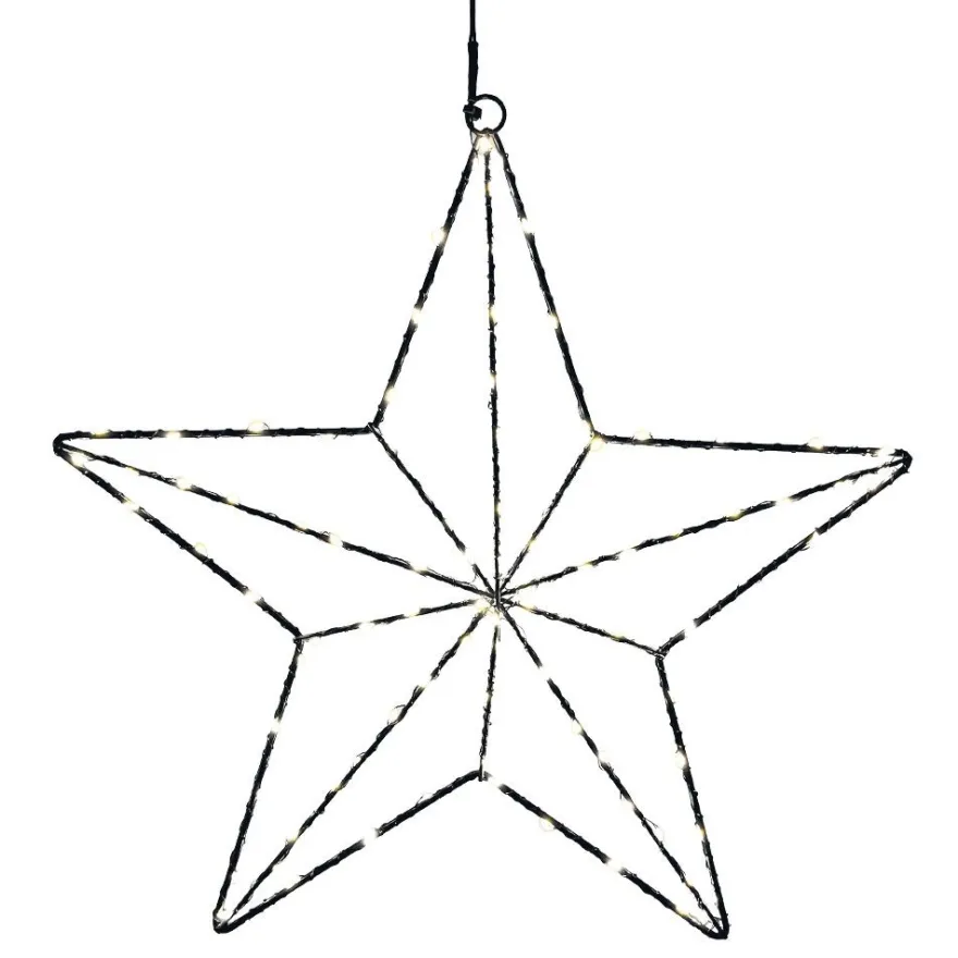 3-D LED-Metallstern zum Aufhängen, 34,8cm x 5,2cm x 35cm, 100 LEDs in Warmweiß, mit Timer