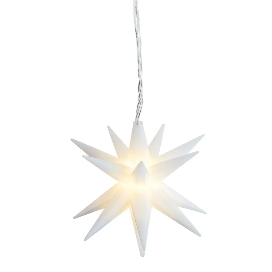 3-D LED-Sterne-Girlande, 6 weiße Sterne, je Ø 10cm, warmweiß, inkl. Timer