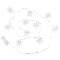 3-D LED-Sterne-Lichterkette 10 Sterne, Ø 7cm, weiß, 10 LEDs, warmweiß, inkl. Timer