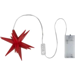 3-D LED-Sterne, rot, Ø 10cm, 16 Strahlen, warmweiß, inkl. Timer, 3 Stück