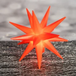 3-D LED-Sterne, rot, Ø 10cm, 16 Strahlen, warmweiß, inkl. Timer, 3 Stück