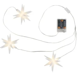 3-D LED-Sterne-Trio, weiß, je Ø 10cm, 16 Strahlen, warmweiß, inkl. Timer