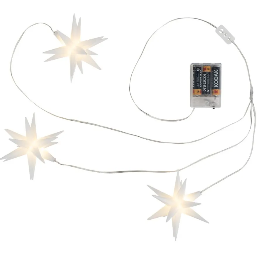 3-D LED-Sterne-Trio, weiß, je Ø 10cm, 16 Strahlen, warmweiß, inkl. Timer