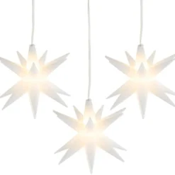 3-D LED-Sterne, weiß, Ø 10cm, 16 Strahlen, warmweiß, inkl. Timer, 3 Stück