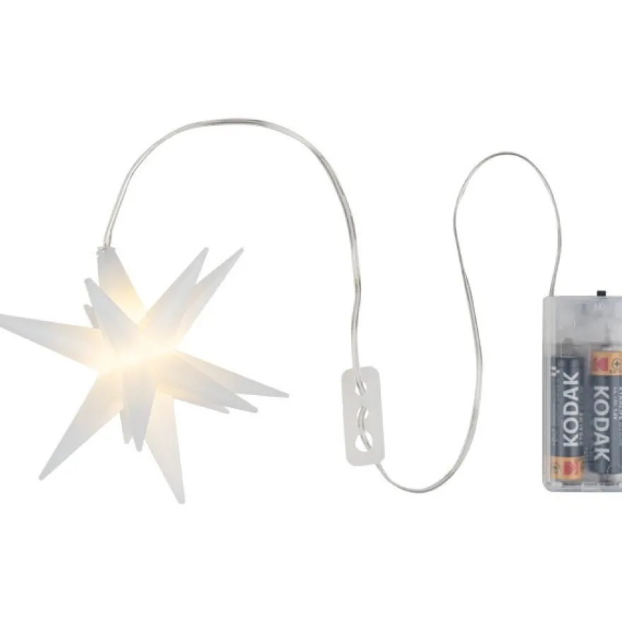 3-D LED-Sterne, weiß, Ø 10cm, 16 Strahlen, warmweiß, inkl. Timer, 3 Stück